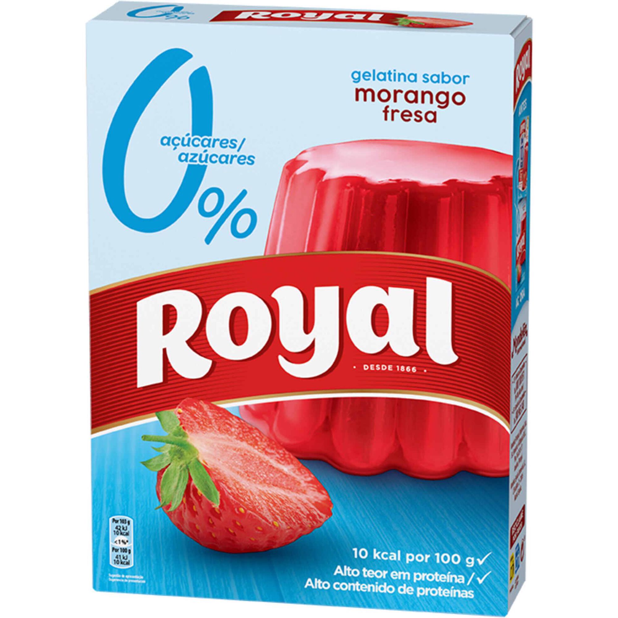 Royal Gelatina Morango 10 Kcal 0% açucares 31g